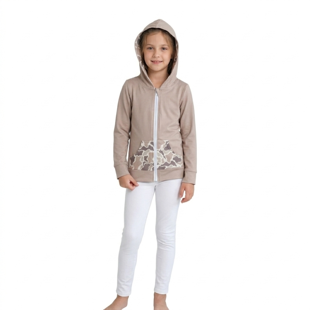 GT1144 camo brown deer print long sleeve hoodie zipper hoodie coat