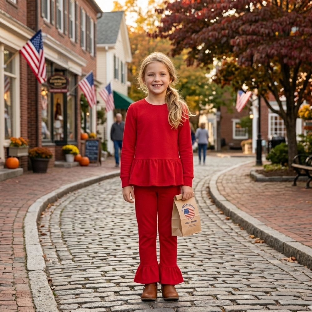 GLP3749  Baby Girls red solid fall Pant Clothes Set
