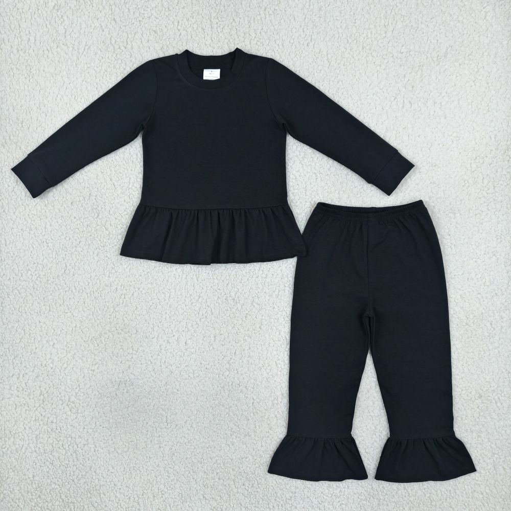 GLP3885  Baby Girls black solid fall Pant Clothes Set