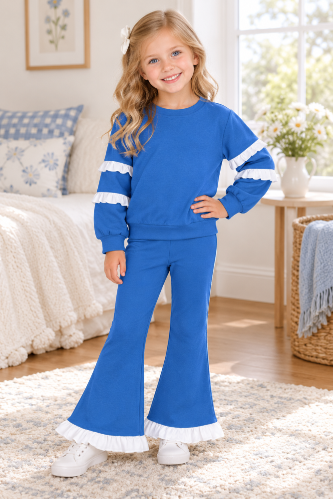 GLP3719 Baby Girls Blue solid fall Pant Clothes Set