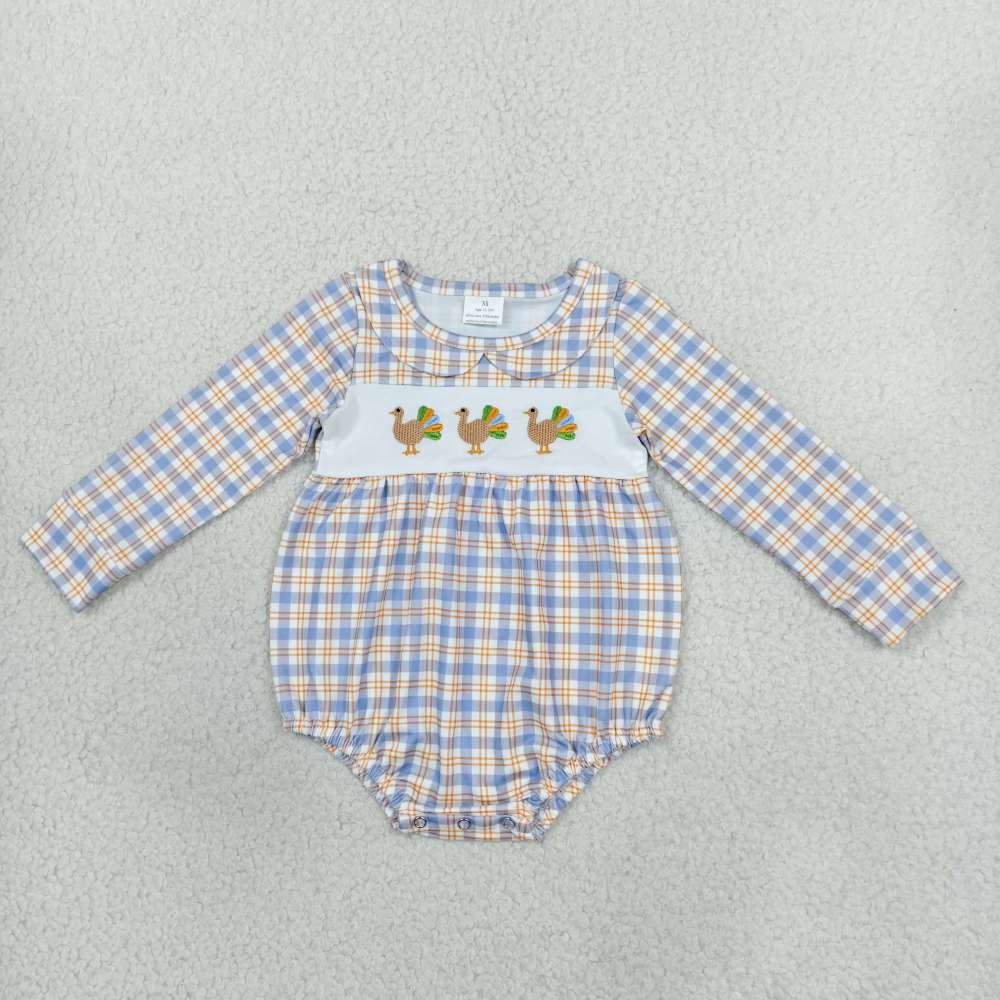 LR313Thanksgiving day turkey embroidery Long-Sleeved bubble