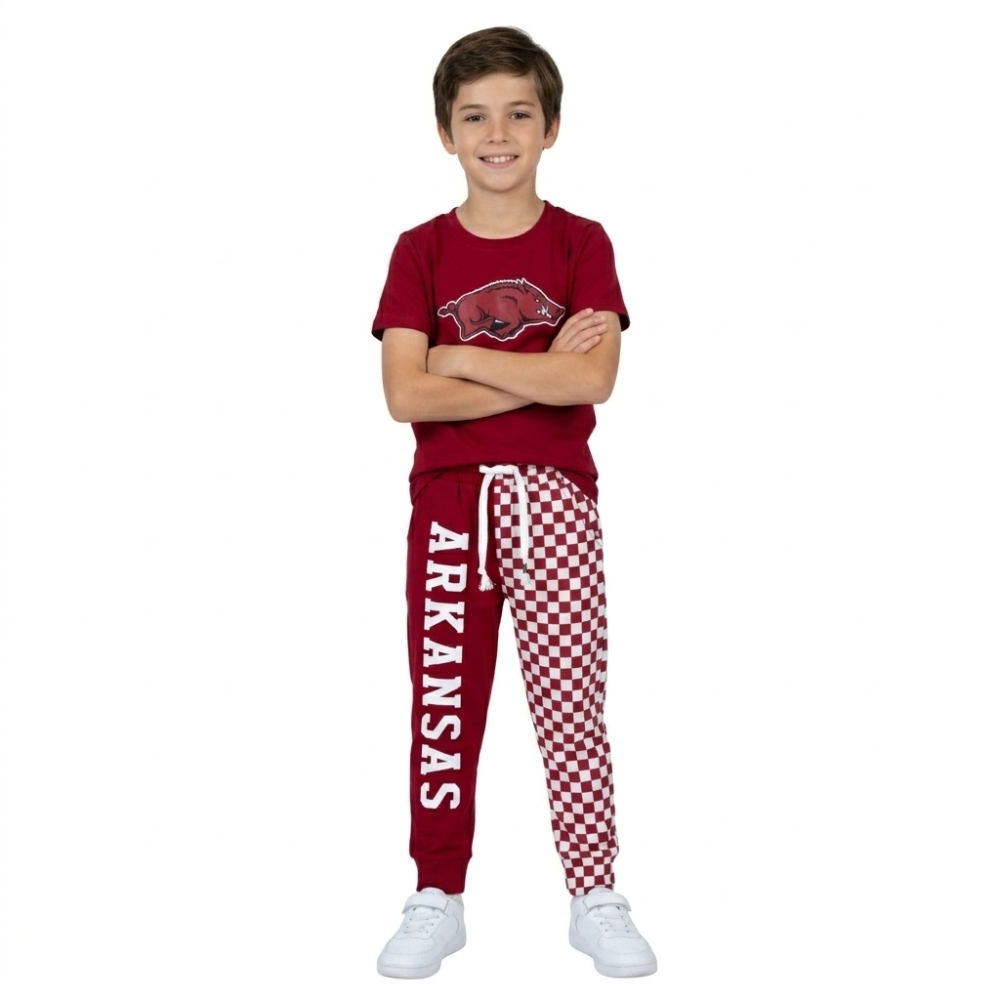 BSPO0699 RTS Burgundy Arkansas vinyl  short sleeve boy team outfits