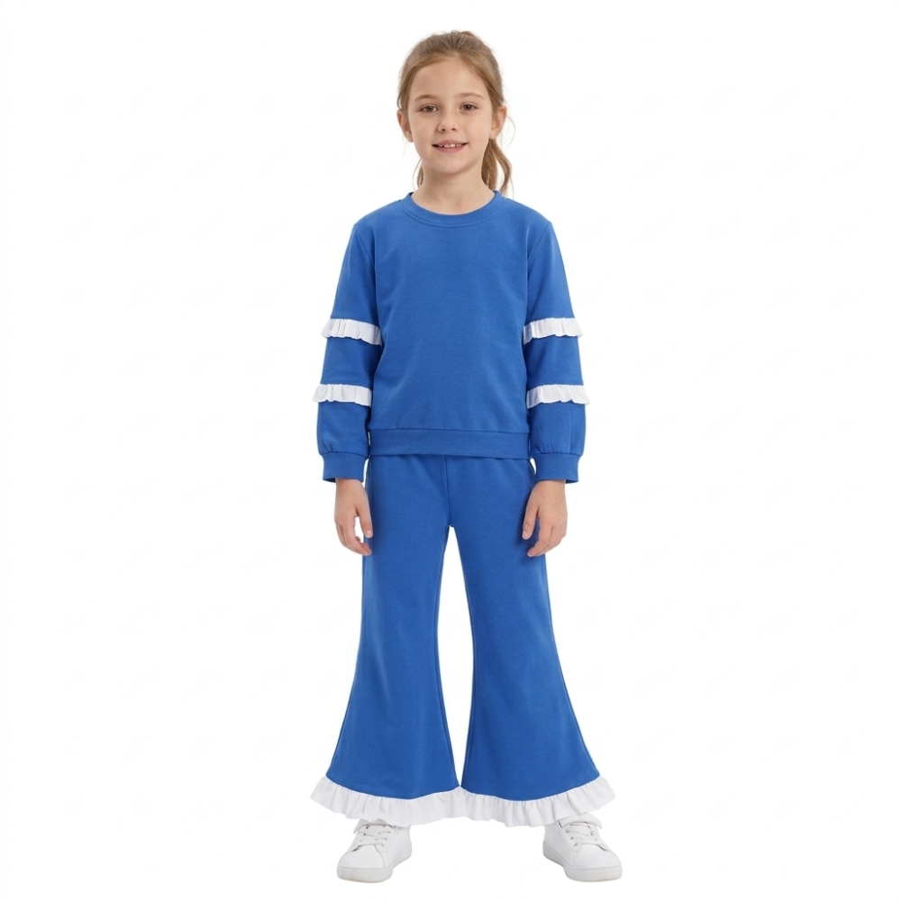 GLP3719 Baby Girls Blue solid fall Pant Clothes Set