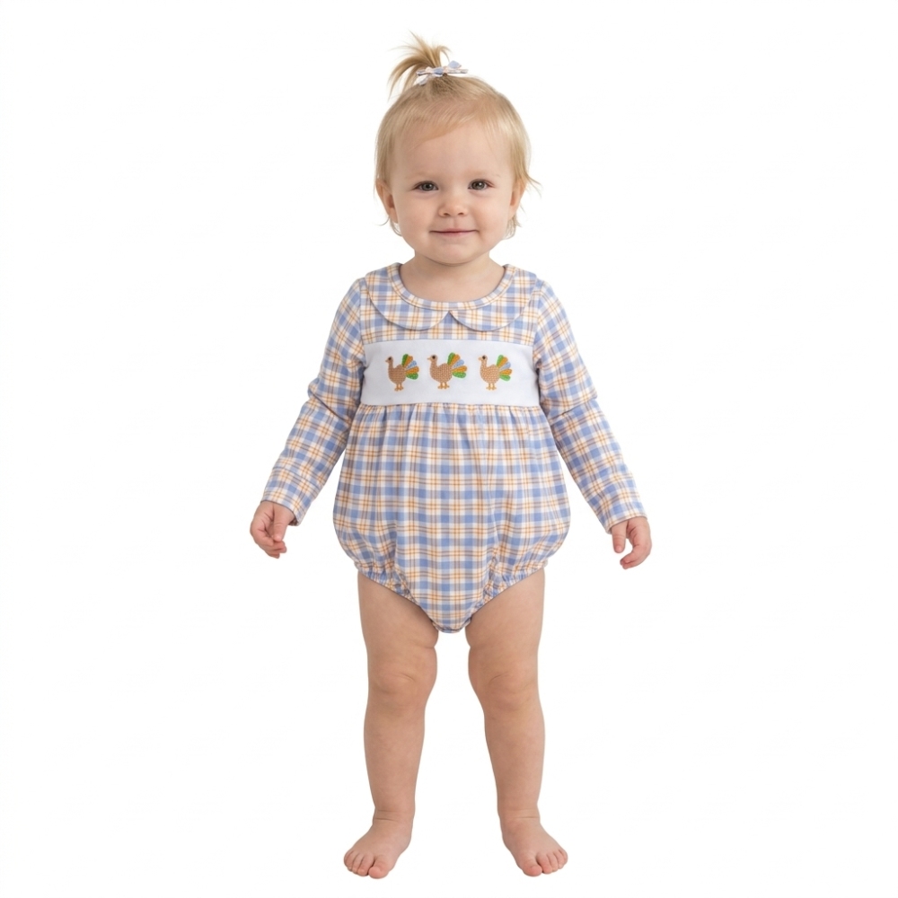 LR313Thanksgiving day turkey embroidery Long-Sleeved bubble