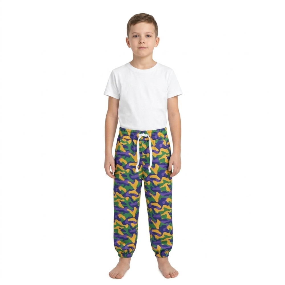 P1248 Mardi gras camo print long pants