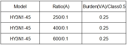 HY3N1-45 three-phase current transformer with crystal connector black