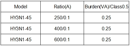 HY3N1-45 three-phase current transformer with crystal connector black