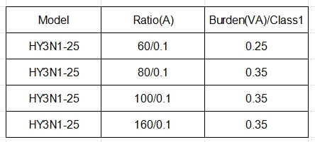 HY3N1-25 three-phase current transformer with crystal connector black