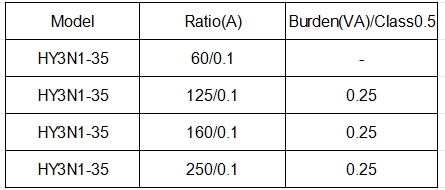 HY3N1-35 three-phase current transformer with crystal connector black