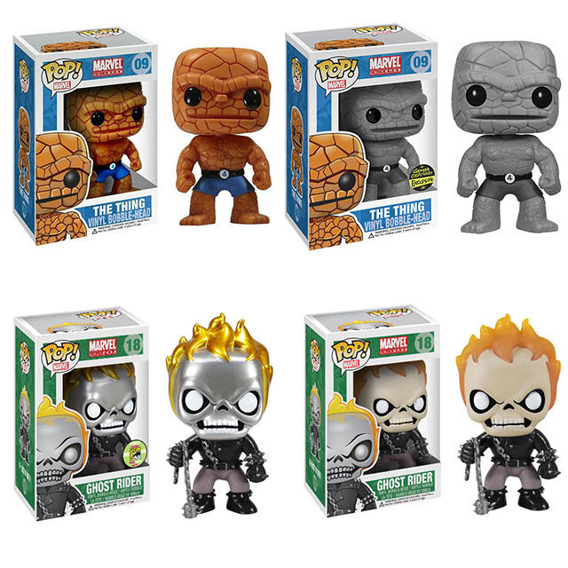 Funko Pop Marvel The Thing #09 The Thing Exclusive #09 Ghost Rider Metallic #18 Ghost Rider #18 Vinyl Figure In Stock
