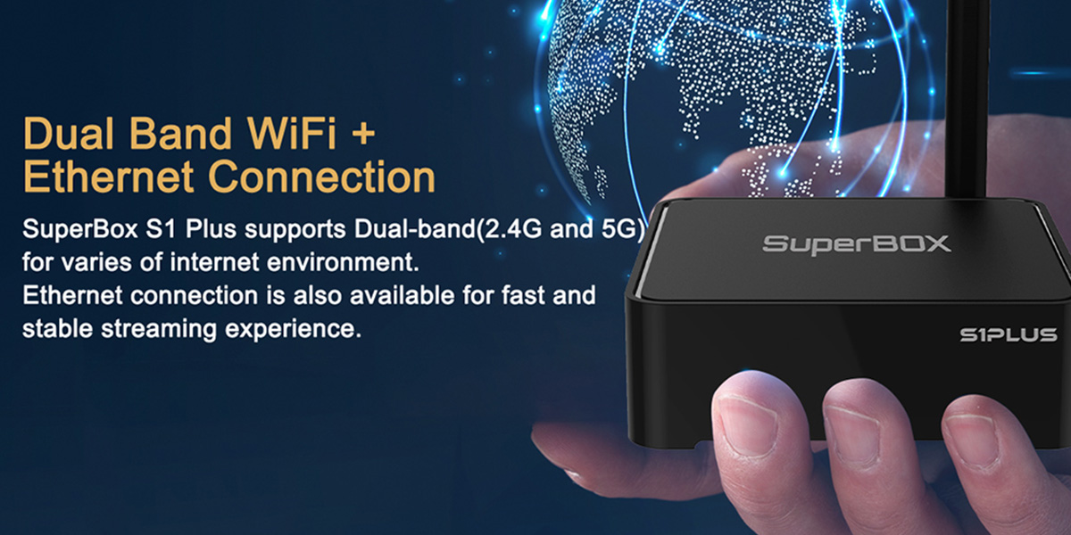 SuperBox S1 Plus IPTV  Android TV Box - Dual Band WIFI+ Ethernet Connection