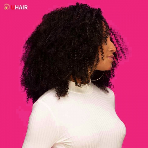 UHAIR 12 Inch Hair Natural Black Virgin Brazilian Curly Wave 1 Bundle 100% Unprocessed Human Hair Extension