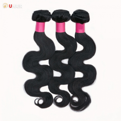 UHAIR Brazilian Body Wave Human Hair 3 Bundles Unprocessed Indique Virgin Hair Weft Extensions Natural Color