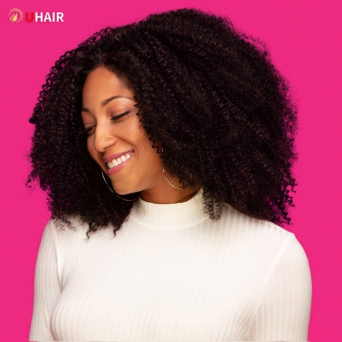 UHAIR 12 Inch Hair Natural Black Virgin Brazilian Curly Wave 1 Bundle 100% Unprocessed Human Hair Extension