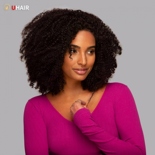 UHAIR Curly Wave Human Hair 1 Bundle Wet and Wavy Bundles Brazilian Unprocessed Virgin Sew in Extensions