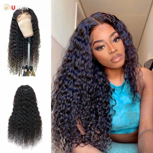 UHAIR 5x5 HD Lace Closure Wig Human Hair Pre Plucked Natural Outre Melted Hairline 180% Density Water Wave Wigs