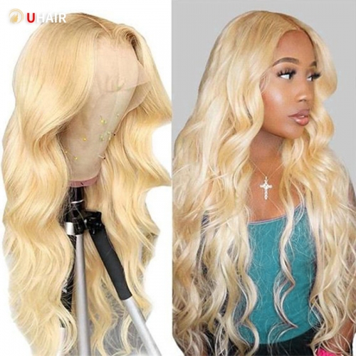 UHAIR 613 Blonde Frontal Wig Human Hair 13x4 Lace Frontal Body Wave 200% Density  Lace Front Wigs Human Hair