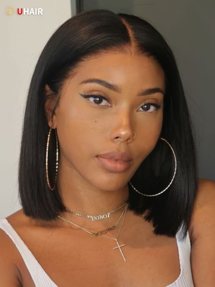 UHAIR Wear Go: Effortless Black Yaki Bob Wigs