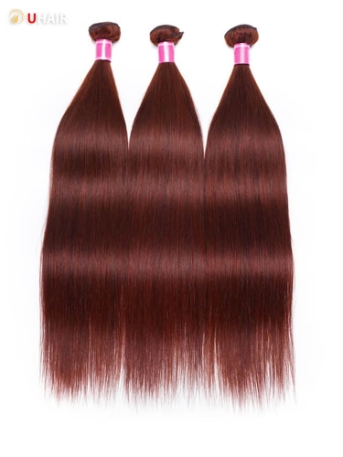 UHAIR 9A 100% Brazilian 3 Bundles Remy Hair Reddish Brown Straight Human Hair Weft Extensions