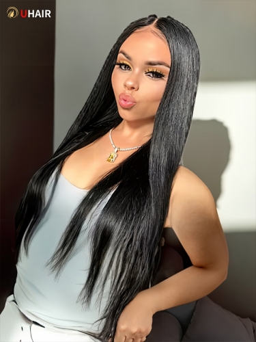 UHAIR HD Closure Premium Peruvian Hair Weft 3 Bundles Wigs with Closure for Straight Lace Front Wigs