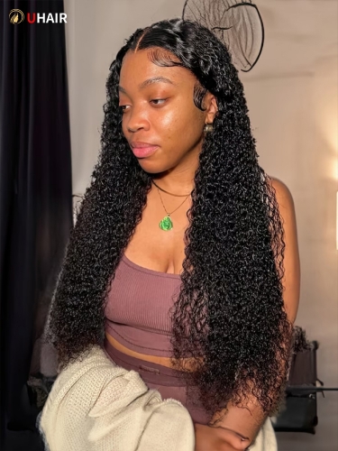 UHAIR Natural Color Glueless Ready to Wear Beginner Friendly U Part 150% Density Curly Wig