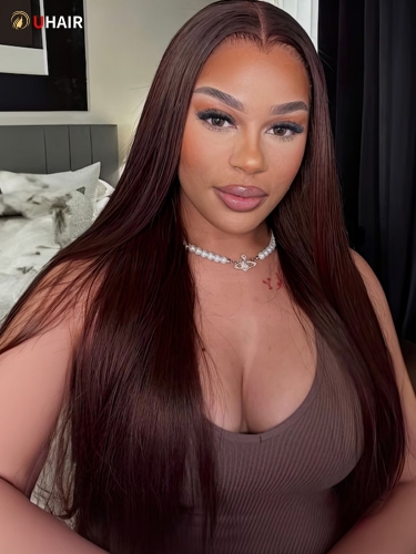 UHAIR 13x4 Lace Front Sheistatiana Approved Delicious Dark Chocolate Hair Extensions Straight Wig