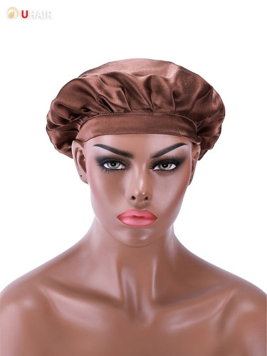 UHAIR Nightcap for Making Wigs Adjustable Satin Coffe Color Night Cap Sleeping Hat