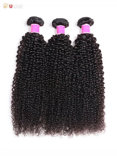 UHAIR Brazilian Virgin Kinky Curly 3 Bundles 9A 100% Unprocessed Human Hair Curly Weft Extensions Natural Black