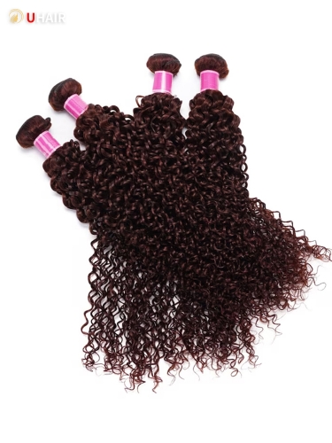 UHAIR Reddish Brown Jerry Curl 1Bundle 100% Remy Human Hair Bundles