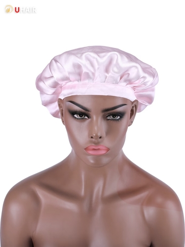 UHAIR Adjustable Satin Pink Color Night Cap Sleeping Hat for Making Wigs Nightcap for Women