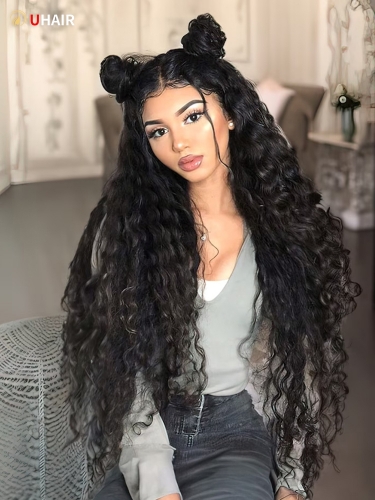 UHAIR Remy Brazilian Natural Wave Hair 4 Bundles with 13x4 Lace Frontal Wig Full Lace Wigs Human Hair