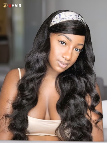 UHAIR New Human Hair Headband Wigs Natural Color Human Virgin Hair Body Wave Wig