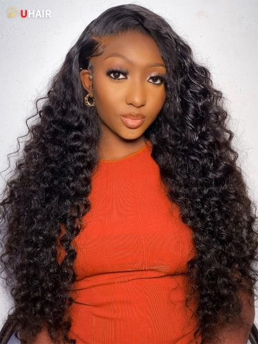 UHAIR Peruvian Virgin Hair Weft Deep Wave 4 Bundles Real Human Hair Weft Extensions Natural Color Wigs