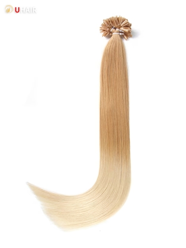 UHAIR Ombre Straight Hair U Tip Keratin Hair Extensions Color Virgin Hair T27#/613#