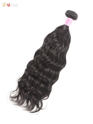 UHAIR 1 Bundle Human Hair Natural Black Wave Hair Virgin Hair Wigs for Woman
