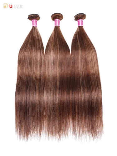 UHAIR Blonde Highlight Piano Color Silky Straight Human Hair Extentions 3 Bundles