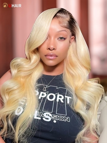 UHAIR 4 Bundles T1b/613 Ombre Blonde Hair 100% Virgin Human Hair Weave Body Wave Wig