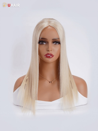 UHAIR Topper Platinum Blonde Clip in Hair Extensions Light weight And Breathable Lace Front Wigs