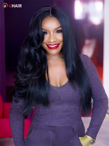 UHAIR 13x4 Lace Frontal 4 Bundles Hair Straight Virgin Human Hair Wig for Black Women