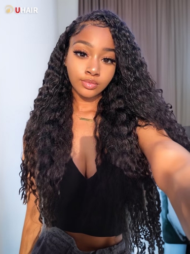 UHAIR 1 Bundle Weave Deep Wave Human Hair Curly Weaving Hairstyles Virgin Hair Wigs