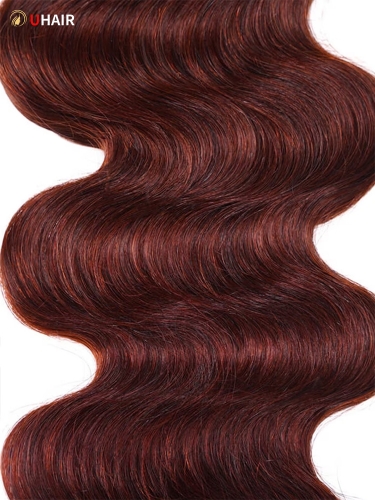 UHAIR 1 Bundle Hair Reddish Brown Body Wave 100% Remy Human Hair Wigs