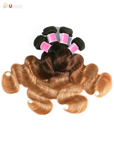 UHAIR 4 Bundles Brazilian Curly Hair Ombre Human Hair Wigs virgin hair extensions Body Wave Wigs