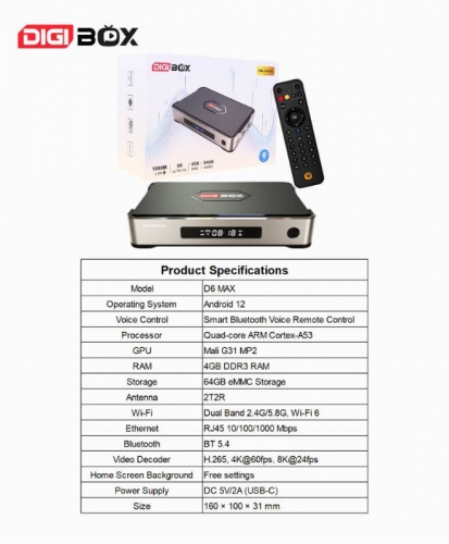 DIGIBox D6 Max Android TV Box | Official DIGIBox Streaming Media