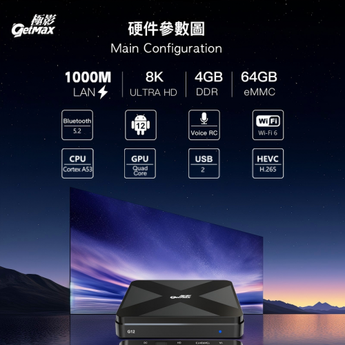 GetMax G12 Smart TV Box - 2025 Ultra HD Android TV for Ultimate