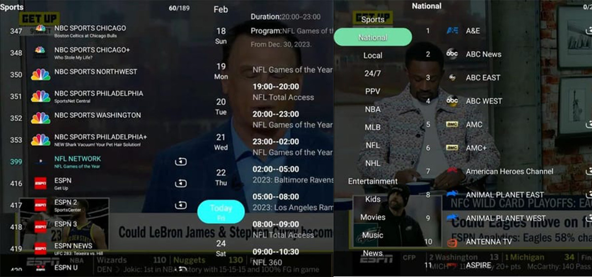デジボックスのライブスポーツチャンネル
