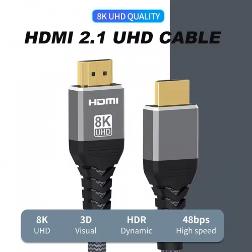 HDMI 2.1 高速 8K 編組ケーブル（テレビ、モニター、コンピューター、TVボックス、プロジェクター用）