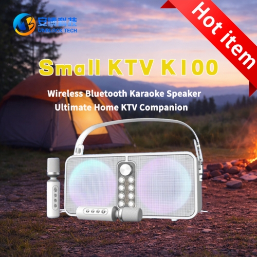 Unblock Tech Small KTV K100 ワイヤレスBluetoothカラオケスピーカーとデュアルマイク - 究極のホームKTVカラオケコンパニオン