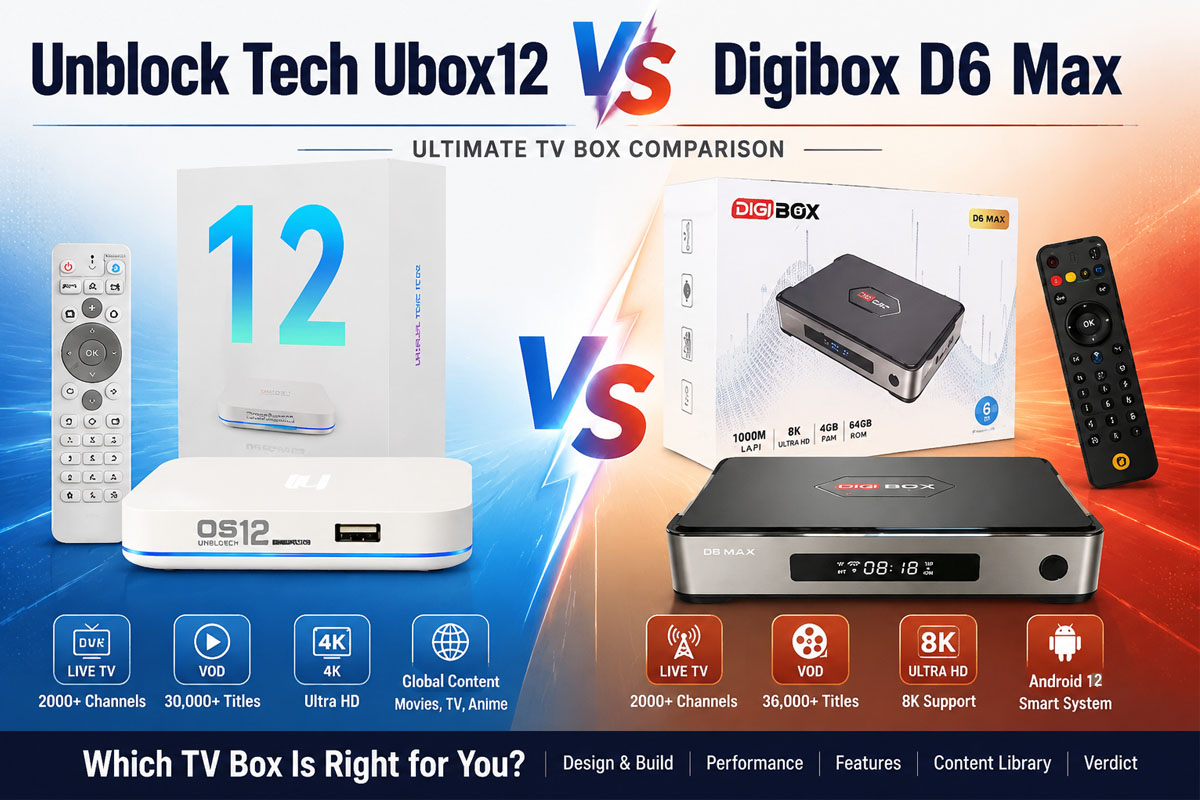 Unblock Tech Ubox12 vs Digibox D6 Max：究極のTVボックス比較！