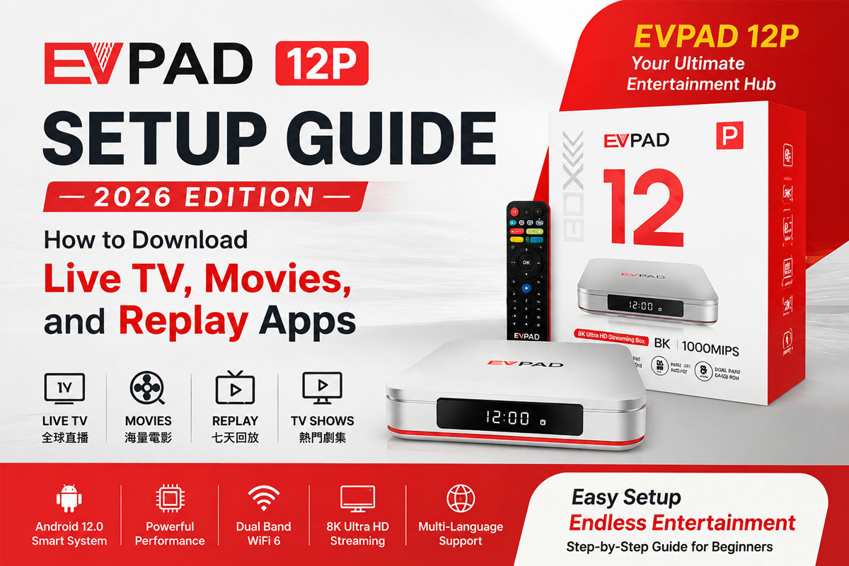 EVPAD 12P セットアップガイド（2026年版）：ライブTV、映画、リプレイアプリをダウンロードする方法は？