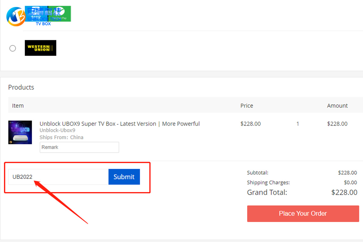 How to Use The Discount Code When Placing An Order at UnblocktechTVBox to Buy Unblock TV Box?